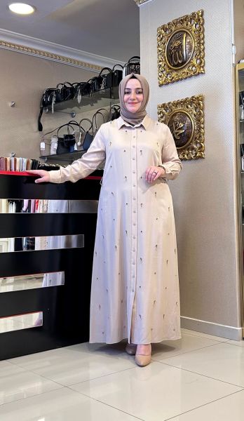 TAŞ İŞLEMELİ KUŞAK DTY. IŞIL ELBİSE /MÜSEMMA