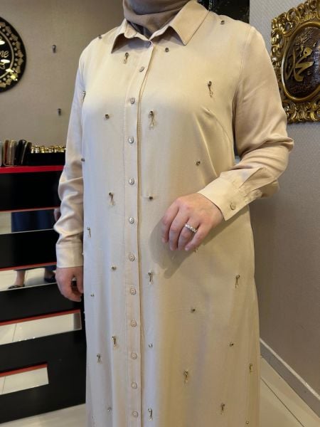 TAŞ İŞLEMELİ KUŞAK DTY. IŞIL ELBİSE /MÜSEMMA