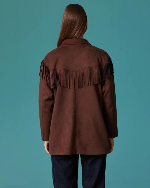 PÜSKÜL DETAYLI OVERSIZE SÜET CEKET /SEÇİL 0030
