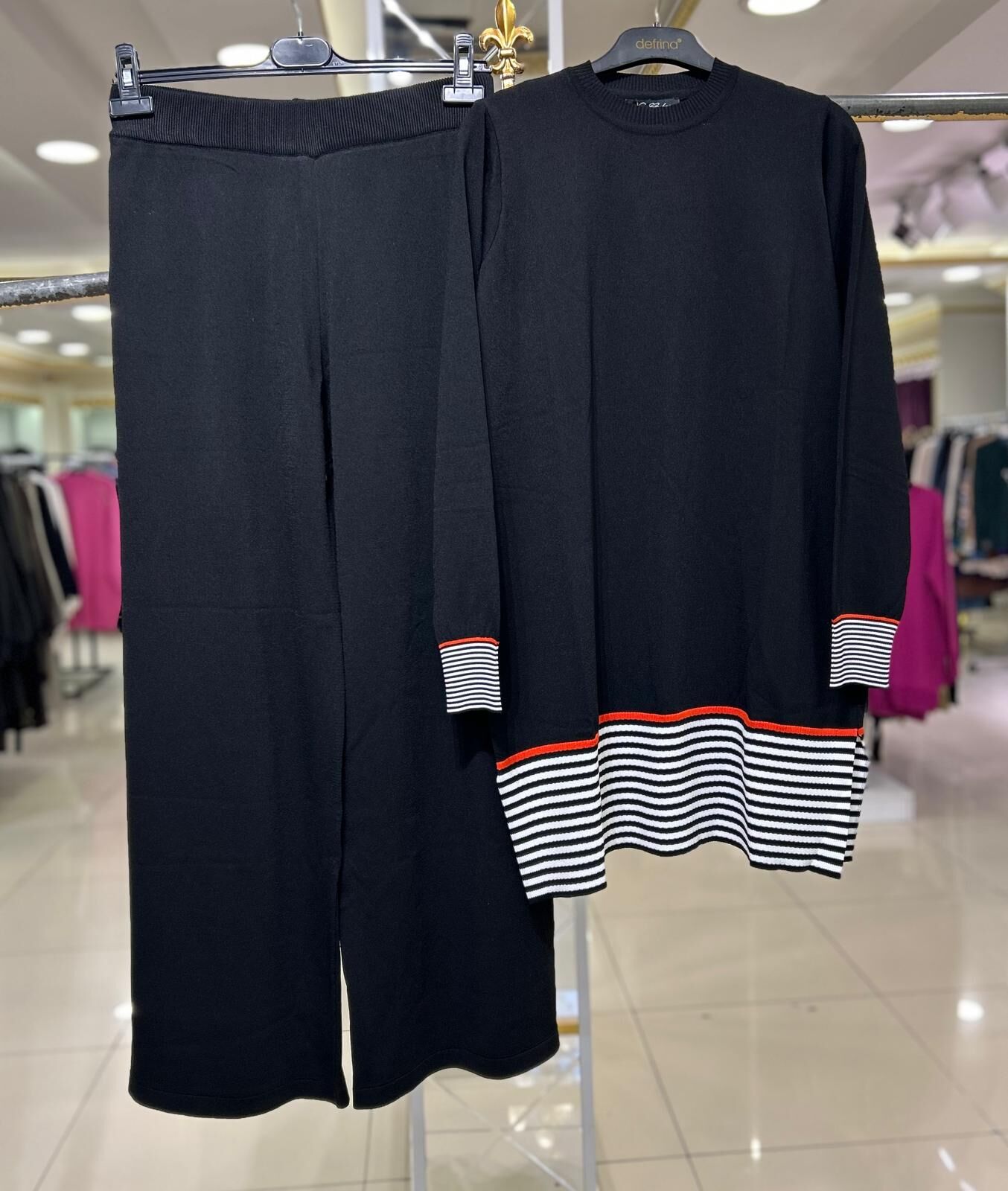 TUNİK VE KOL UCU ÇİZGİLİ MERSERİZE TAKIM /NURCAN ÇETİN