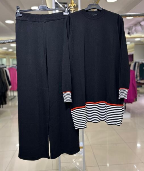 TUNİK VE KOL UCU ÇİZGİLİ MERSERİZE TAKIM /NURCAN ÇETİN