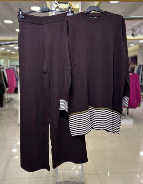 TUNİK VE KOL UCU ÇİZGİLİ MERSERİZE TAKIM /NURCAN ÇETİN