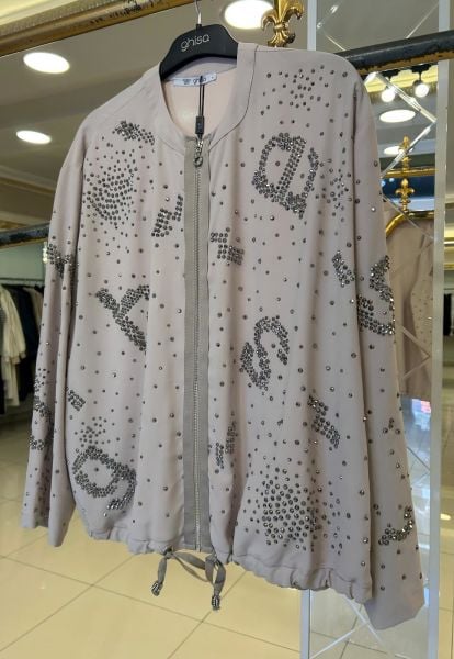 TAŞ İŞLEMELİ FERMUARLI CEKET/GHISA