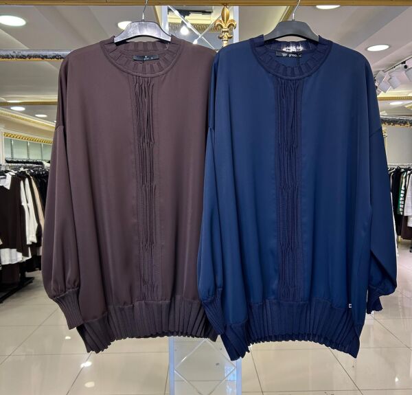 MERSERİZE KOMBİNLİ KREP KUMAŞ TUNİK /GHISA