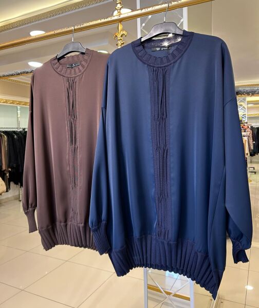 MERSERİZE KOMBİNLİ KREP KUMAŞ TUNİK /GHISA