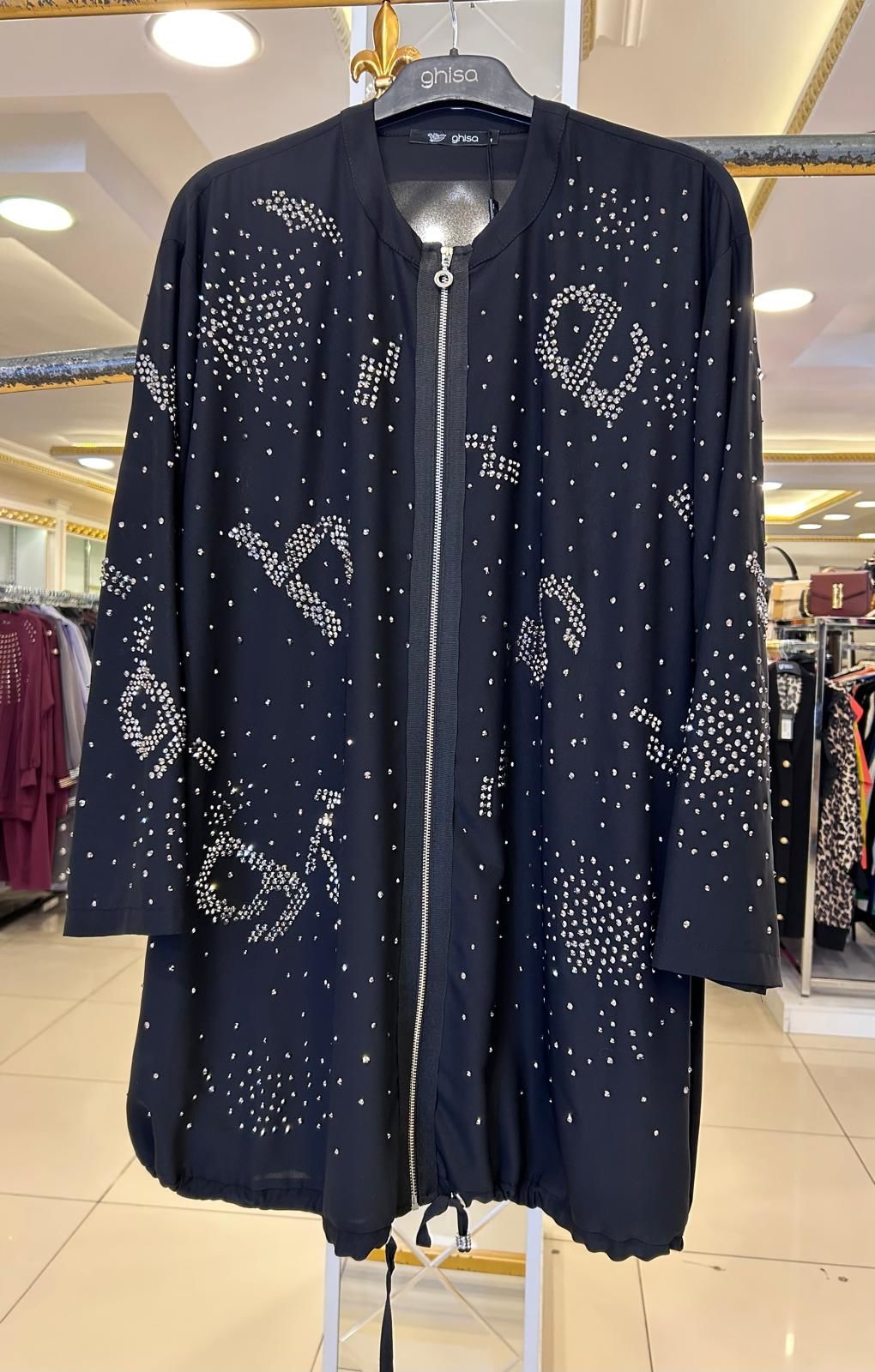 TAŞ İŞLEMELİ UZUN FERMUARLI CEKET/GHISA