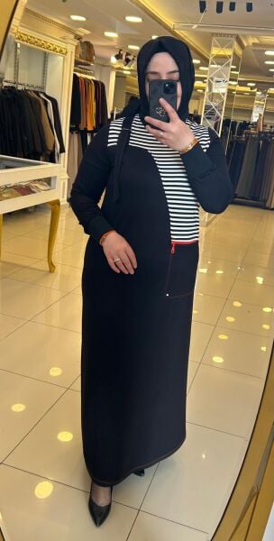 ÇİZGİ VE FERMUAR DTY. İKİ İPLİK ELBİSE /DEFRİNA 