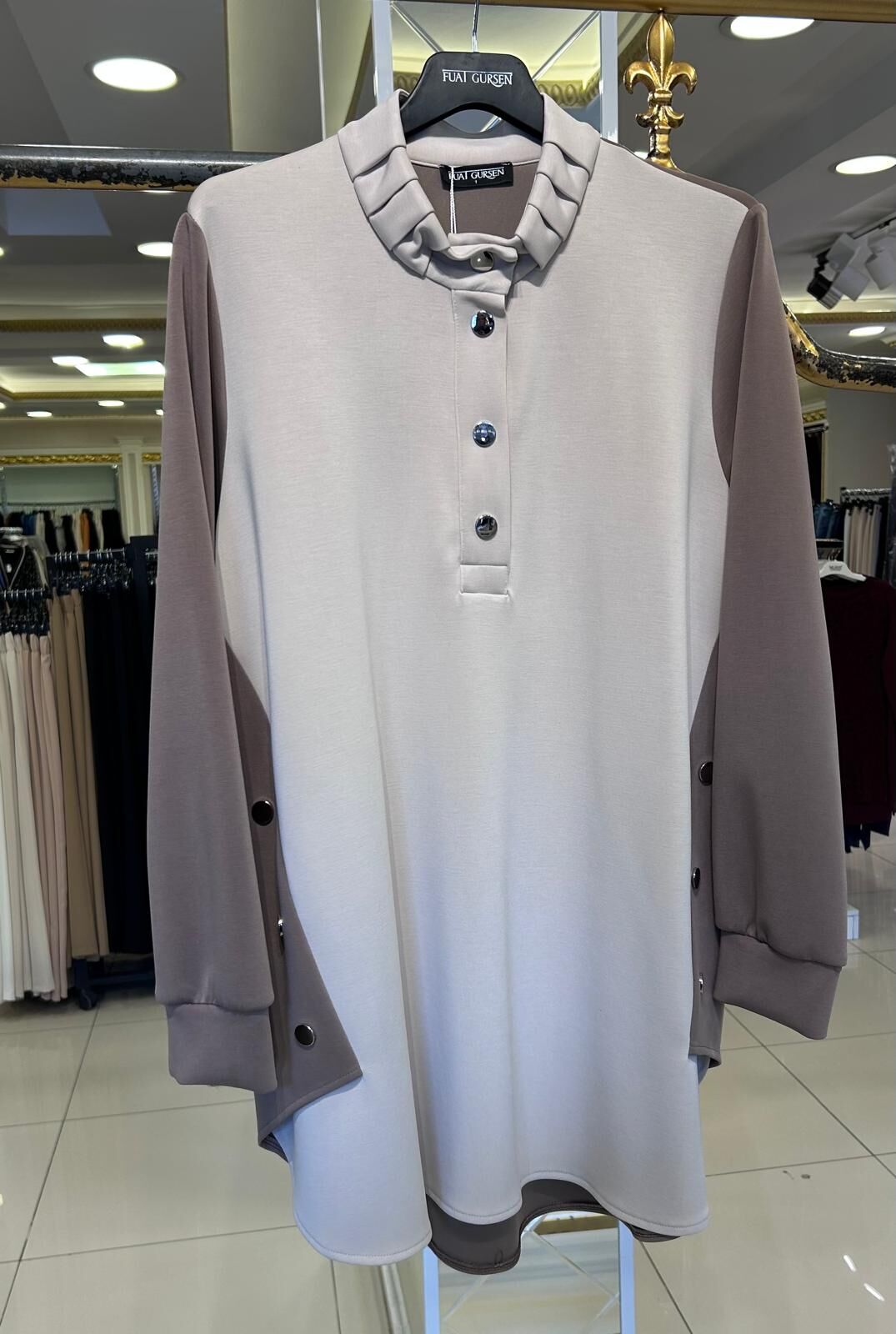 ÇİFT RENKLİ ÇITÇITLI MODAL TUNİK/ FUAT GÜRŞEN 