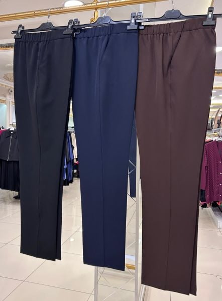 ÖNÜ ÇİZGİ DTY. BELİ LASTİKLİ PANTOLON/GLARE