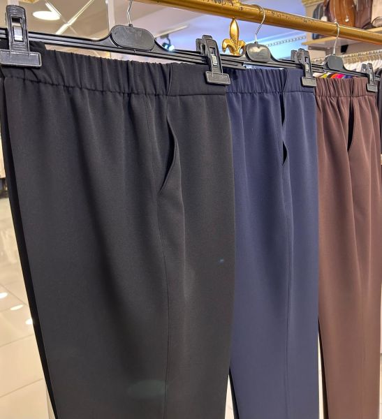 ÖNÜ ÇİZGİ DTY. BELİ LASTİKLİ PANTOLON/GLARE
