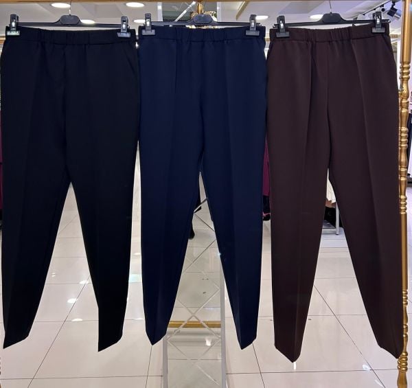 ÖNÜ ÇİZGİ DTY. BELİ LASTİKLİ PANTOLON/GLARE