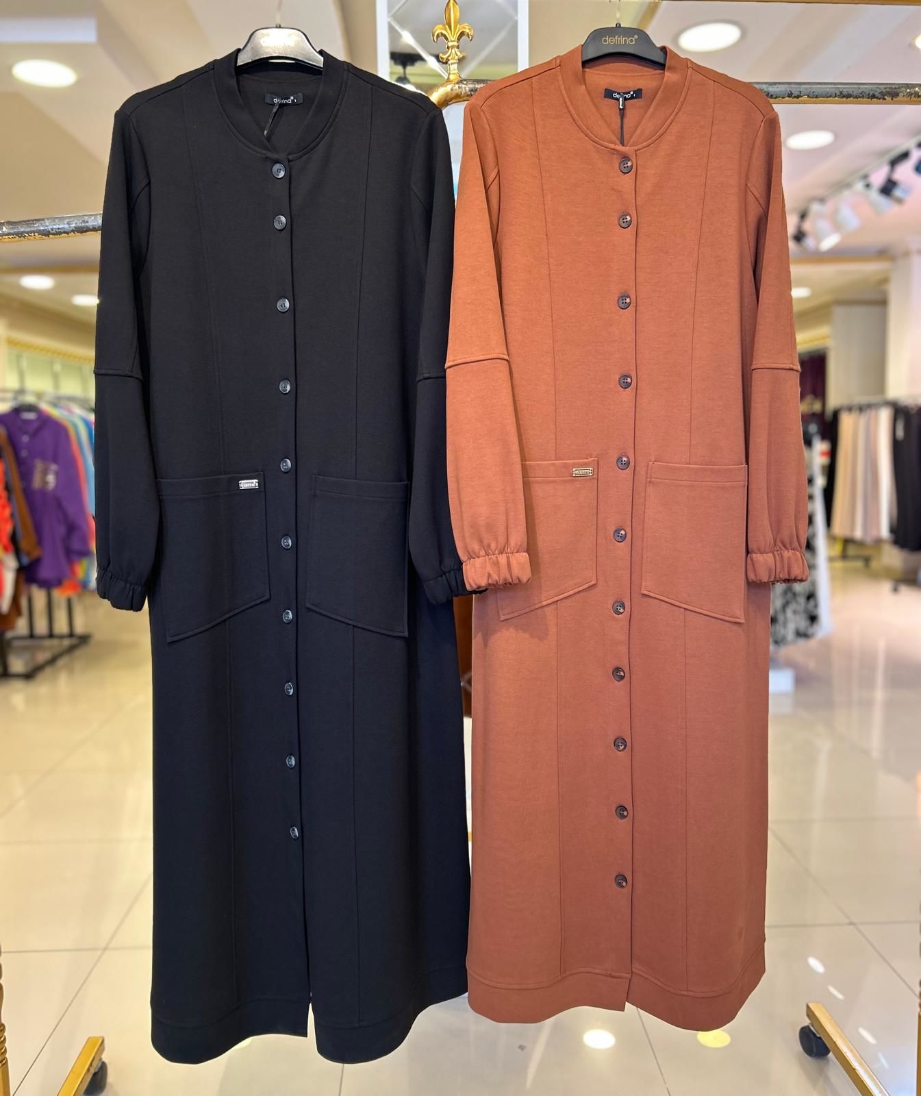 ASİMETRİK CEPLİ UZUN CEKET/ DEFRİNA