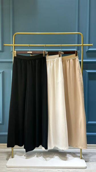 BELİ LASTİKLİ, AKIŞKAN KREP BOL PAÇA PANTOLON