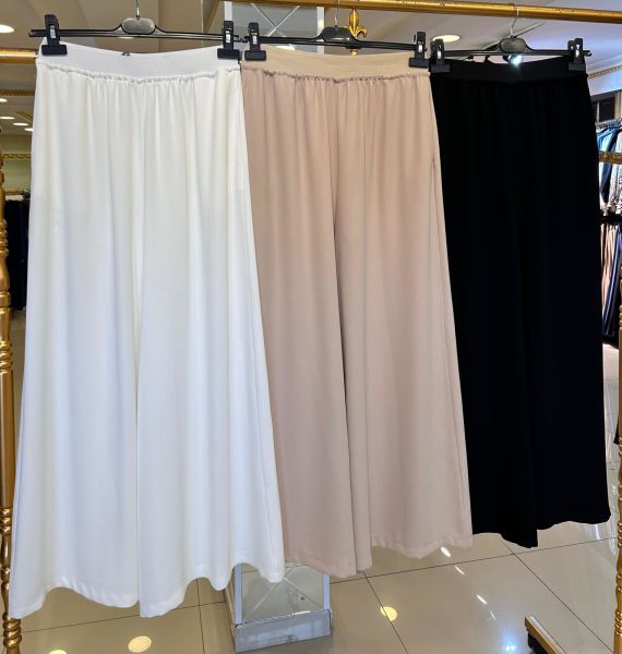 BELİ LASTİKLİ, AKIŞKAN KREP BOL PAÇA PANTOLON