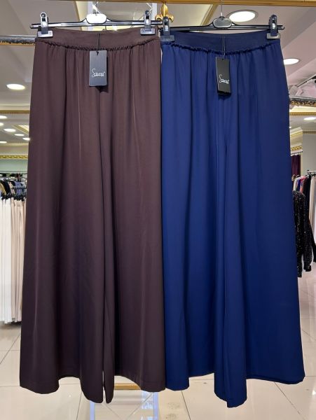 BELİ LASTİKLİ, AKIŞKAN KREP BOL PAÇA PANTOLON