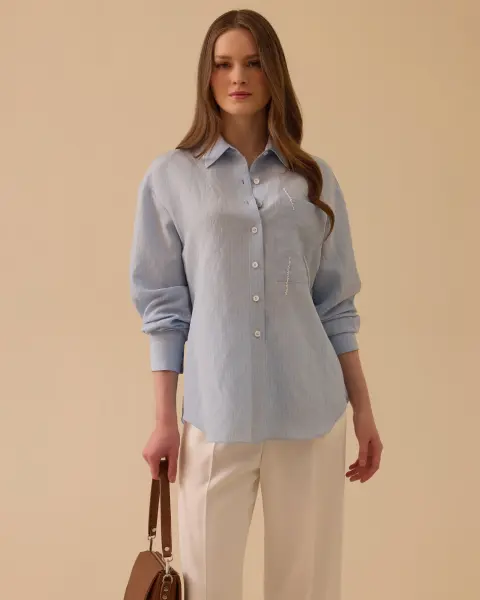 ÇİZGİLİ CEP VE İŞLEME DTY. GÖMLEK/ SEÇİL