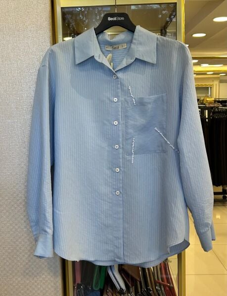 ÇİZGİLİ CEP VE İŞLEME DTY. GÖMLEK/ SEÇİL