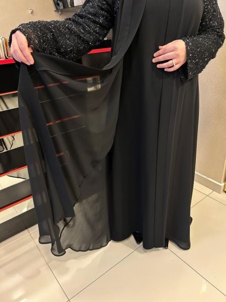 KOLLARI BONCUK İŞLEMELİ ABAYA TAKIM/NURCAN ÇETİN