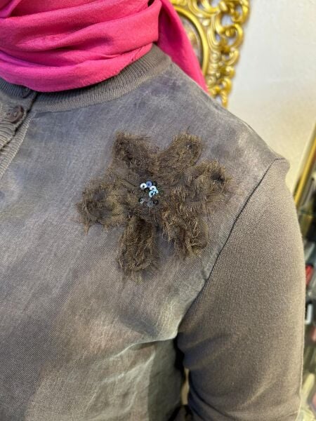 İPEK CUPRA ÇİÇEK İŞLEMELİ BLUZ VE ELBİSE TAKIM /LISSMORE 