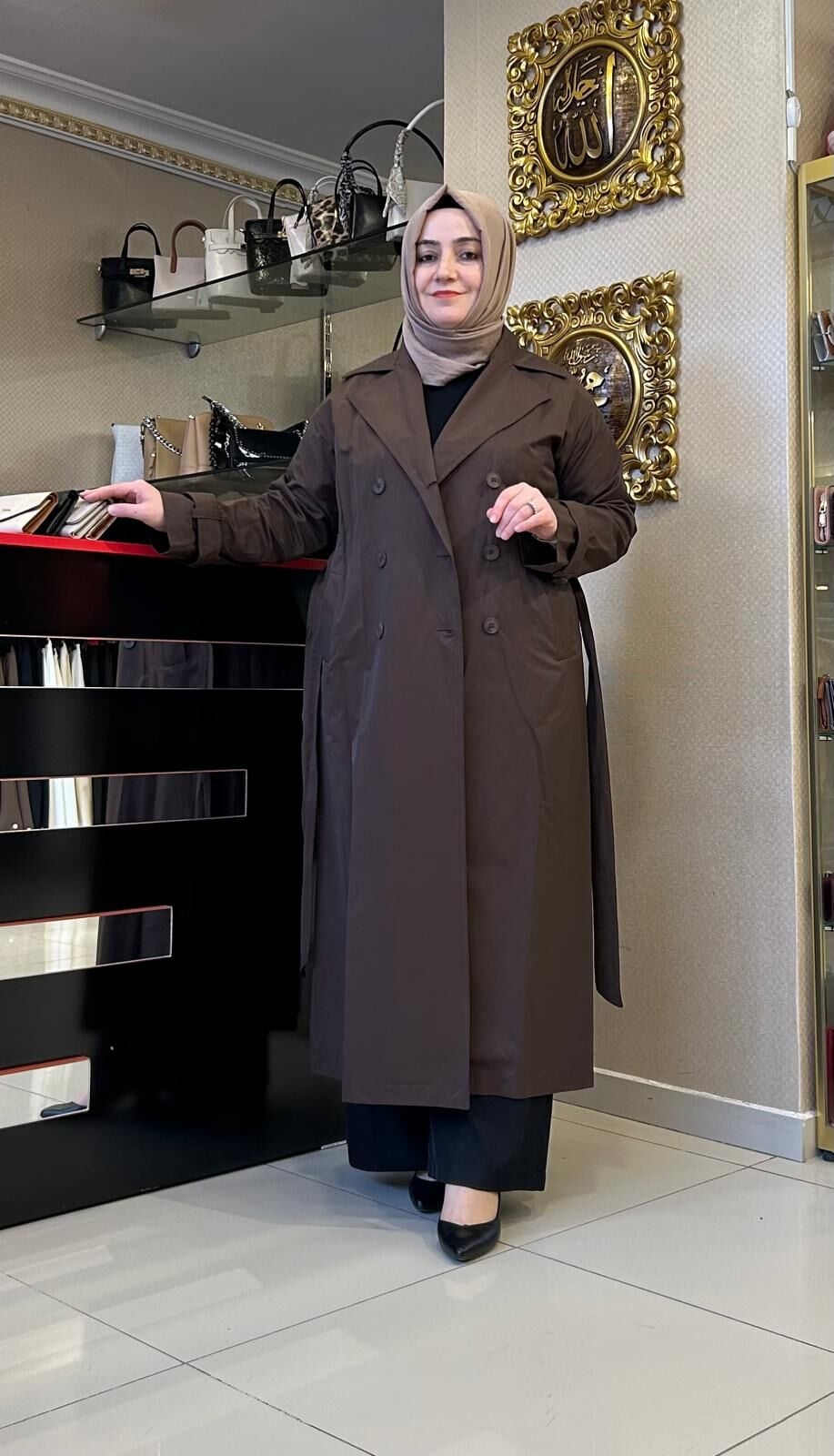 BELİ KUŞAKLI UZUN TRENÇKOT /NURCAN ÇETİN