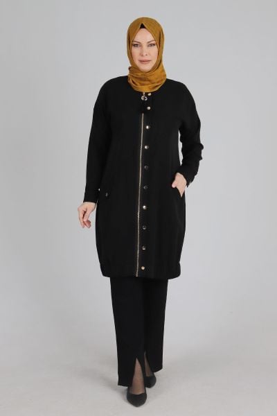 Büyük Beden Tesettür Tensel Kumaş Çıtçıtlı Kap