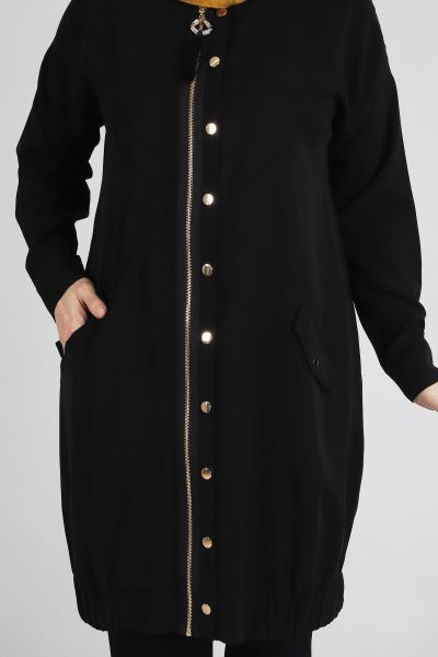 Büyük Beden Tesettür Tensel Kumaş Çıtçıtlı Kap