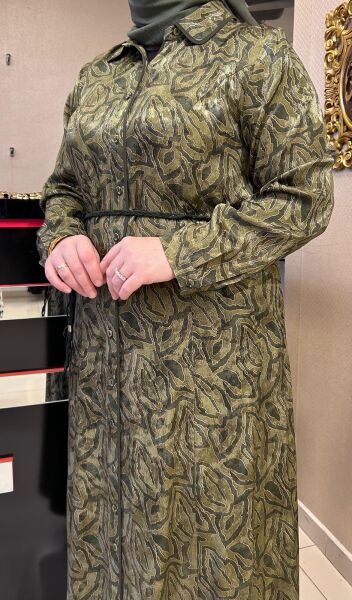 BELİ BAĞLAMA DTY. DESENLİ VİSKOZ ELBİSE/ SEÇİL