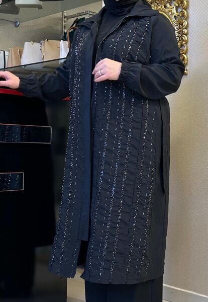 ÖNÜ BONCUK İŞLEMELİ YAKALI KAP/ FUAT GÜRŞEN