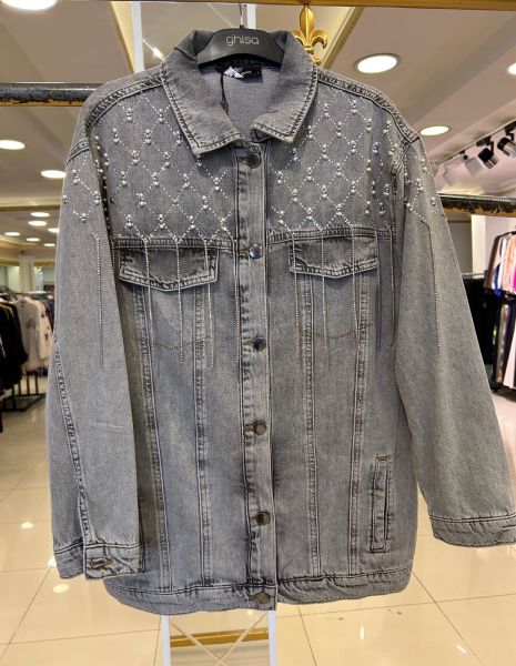 İNCİ VE TAŞ İŞLEMELİ KOT CEKET/GHISA