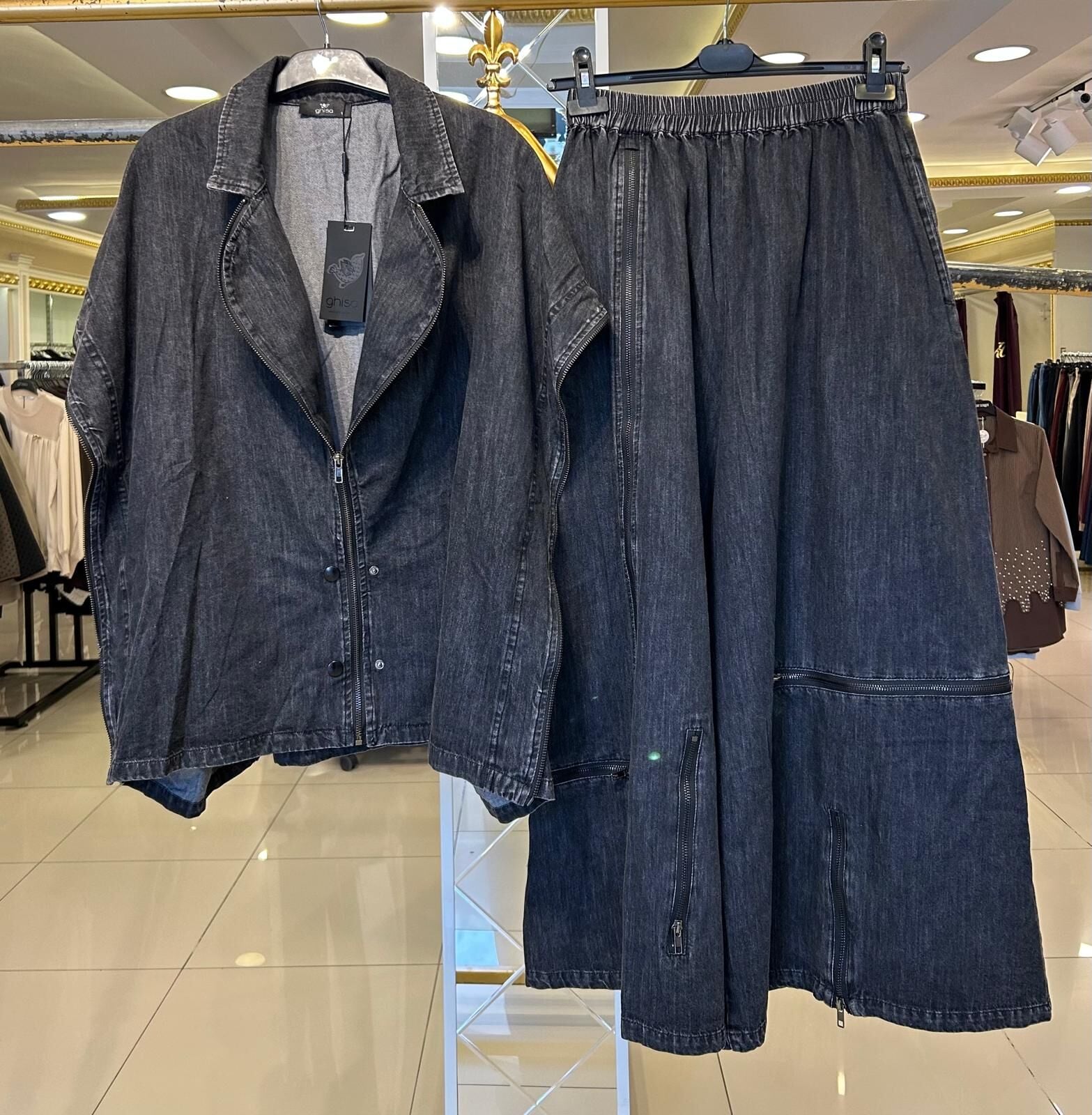 OVERSIZE MODEL YELEKLİ KOT TAKIM/ GHISA 9390
