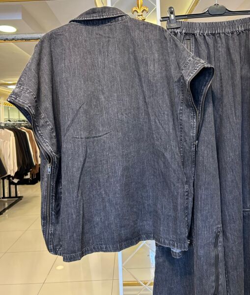 OVERSIZE MODEL YELEKLİ KOT TAKIM/ GHISA 9390