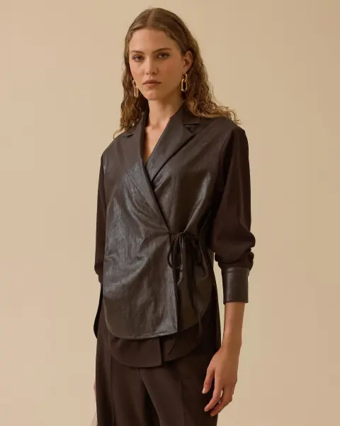 SUNİ DERİ DTY. KRUVAZE GÖMLEK PANTOLON TAKIM/ SEÇİL