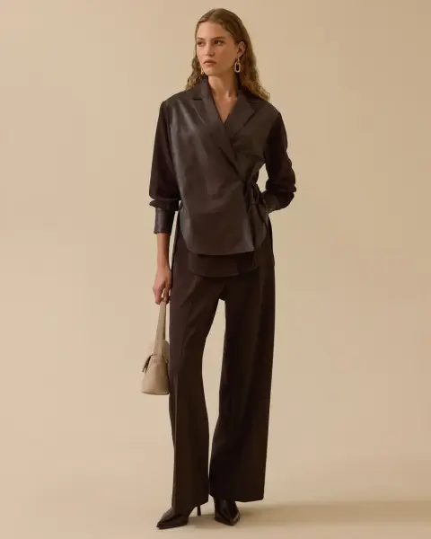 SUNİ DERİ DTY. KRUVAZE GÖMLEK PANTOLON TAKIM/ SEÇİL