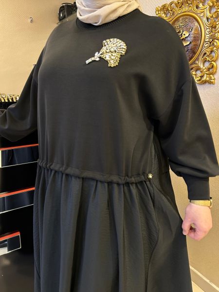 GÖĞSÜ TAŞ İŞLEMELİ PARAŞÜT KUMAŞ DTY. ELBİSE/GHISA