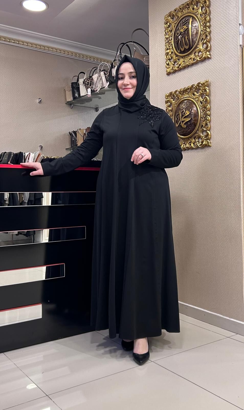 OMZU BONCUK İŞLEMELİ PARÇALI ELBİSE/ NURCAN ÇETİN 