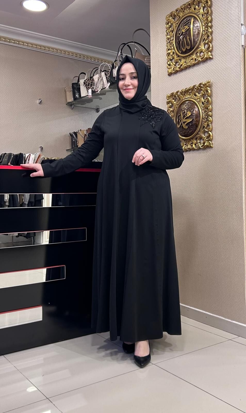 OMZU BONCUK İŞLEMELİ PARÇALI ELBİSE/ NURCAN ÇETİN 