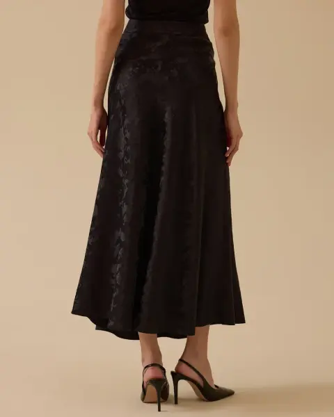 KENDİNDEN DESENLİ JAKAR KUMAŞ ETEK CEKET/ SEÇİL