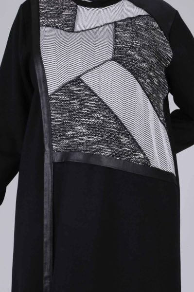 ﻿Büyük Beden Tesettür Patchwork Detaylı Tunik/Behrem