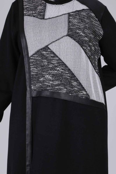 Büyük Beden Tesettür Patchwork Detaylı Tunik/Behrem