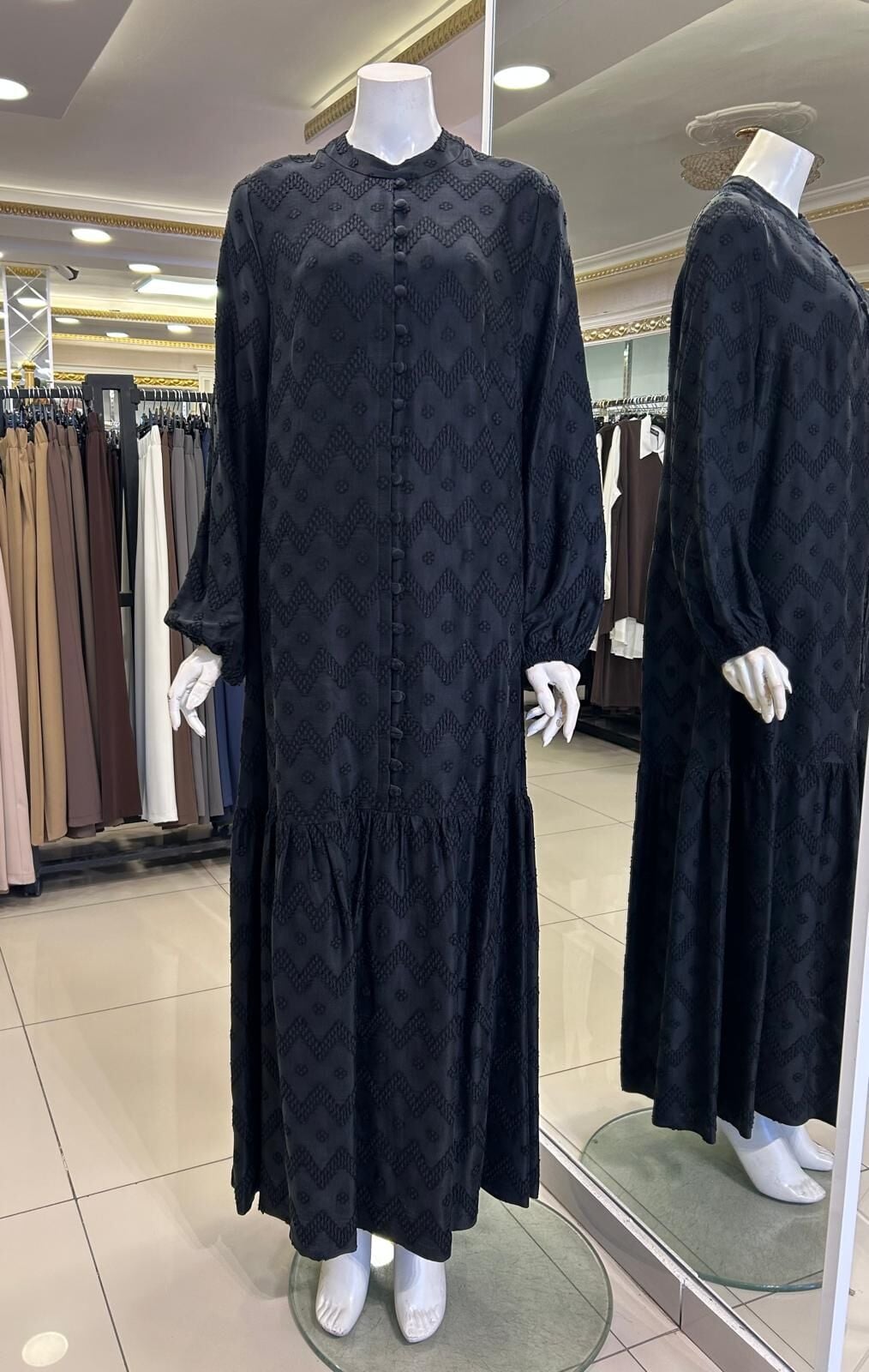 KABARTMA DESEN DÜĞME DTY. CUPRA ELBİSE /NUSS