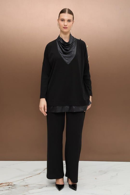 SUNİ DERİ DEGAJE YAKA AYSA TAKIM/ MÜSEMMA