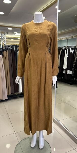 KENDİNDEN DESENLİ BELİ BAĞLAMA DTY. ELBİSE /NUSS