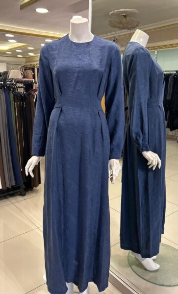 KENDİNDEN DESENLİ BELİ BAĞLAMA DTY. ELBİSE /NUSS