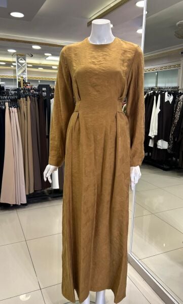 KENDİNDEN DESENLİ BELİ BAĞLAMA DTY. ELBİSE /NUSS