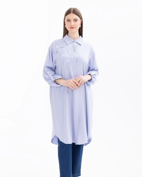 BÜYÜK BEDEN NAKIŞ DETAYLI TUNİK