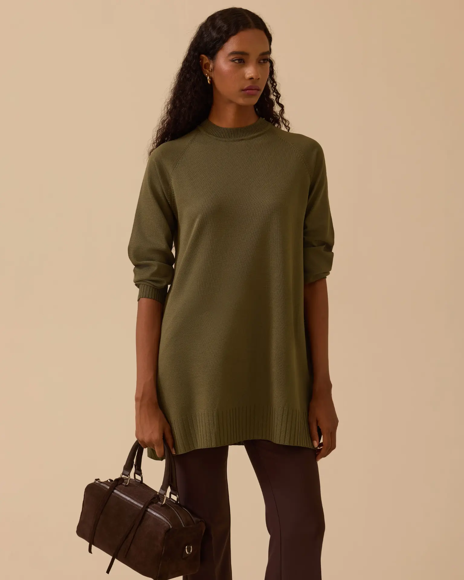 UZUN KOLLU BASIC TRİKO TUNİK /SEÇİL