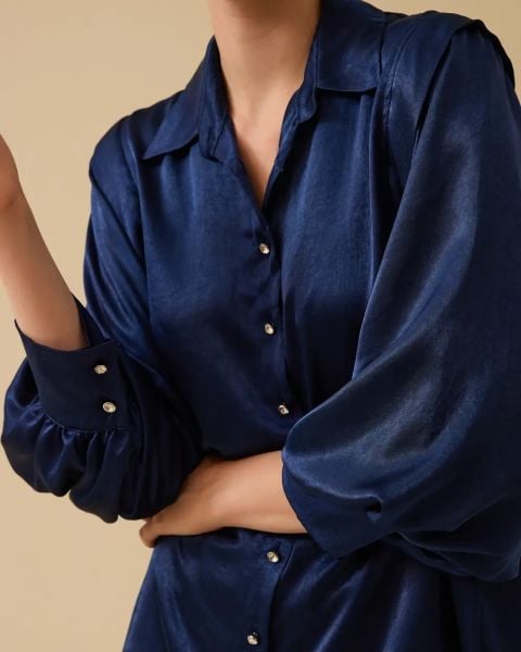 BALON KOL DÜĞMELİ SATEN GÖMLEK / SEÇİL