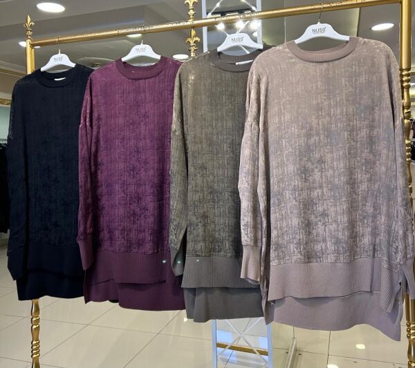 KENDİNDEN IŞILTILI DESENLİ RAYON TUNİK /NUSS