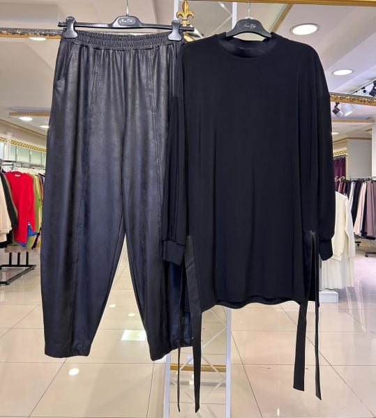 ﻿LATEKS DERİ DTY. ŞALVAR PANTOLONLU TAKIM/NURCAN ÇETİN