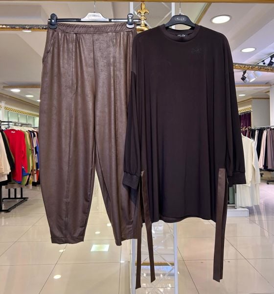 ﻿LATEKS DERİ DTY. ŞALVAR PANTOLONLU TAKIM/NURCAN ÇETİN